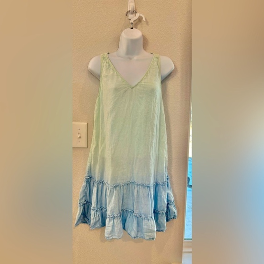 Vineyard vines mint green and light blue Ombre Sleeveless linen Dress small